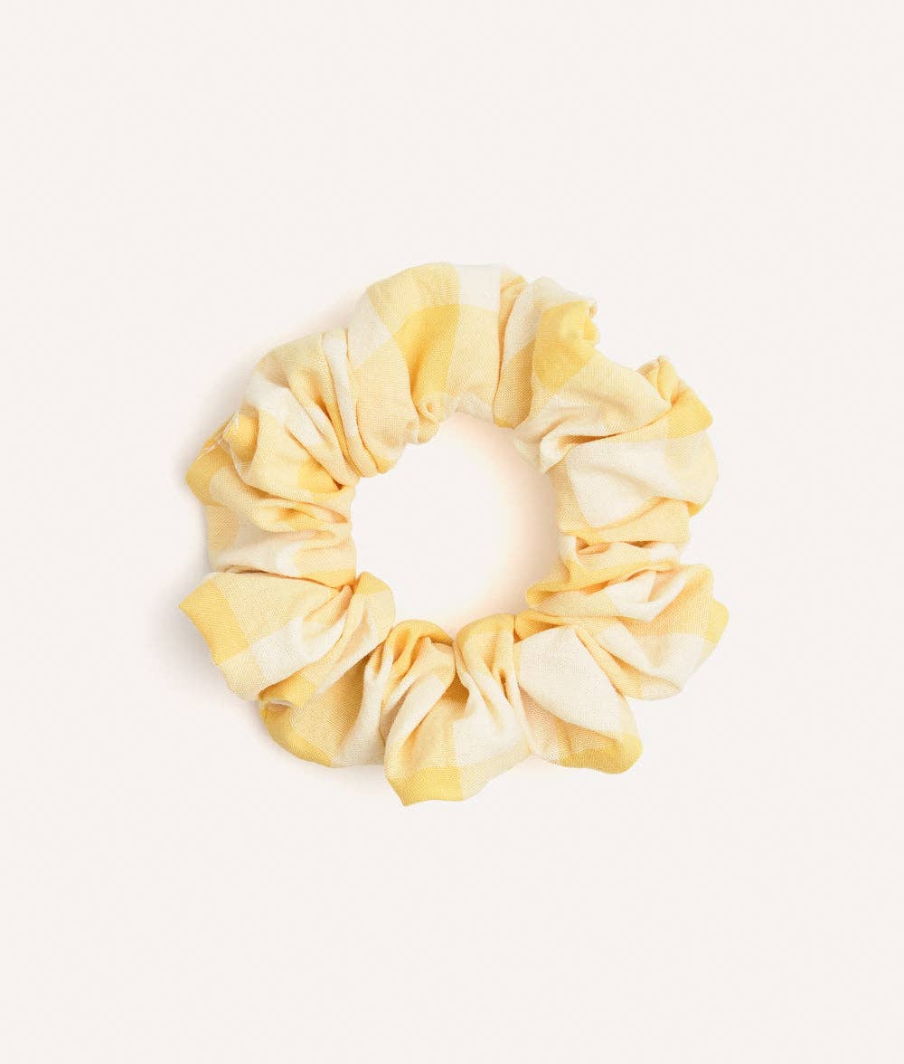 Chouchou scrunchie motif vichy jaune, Noa