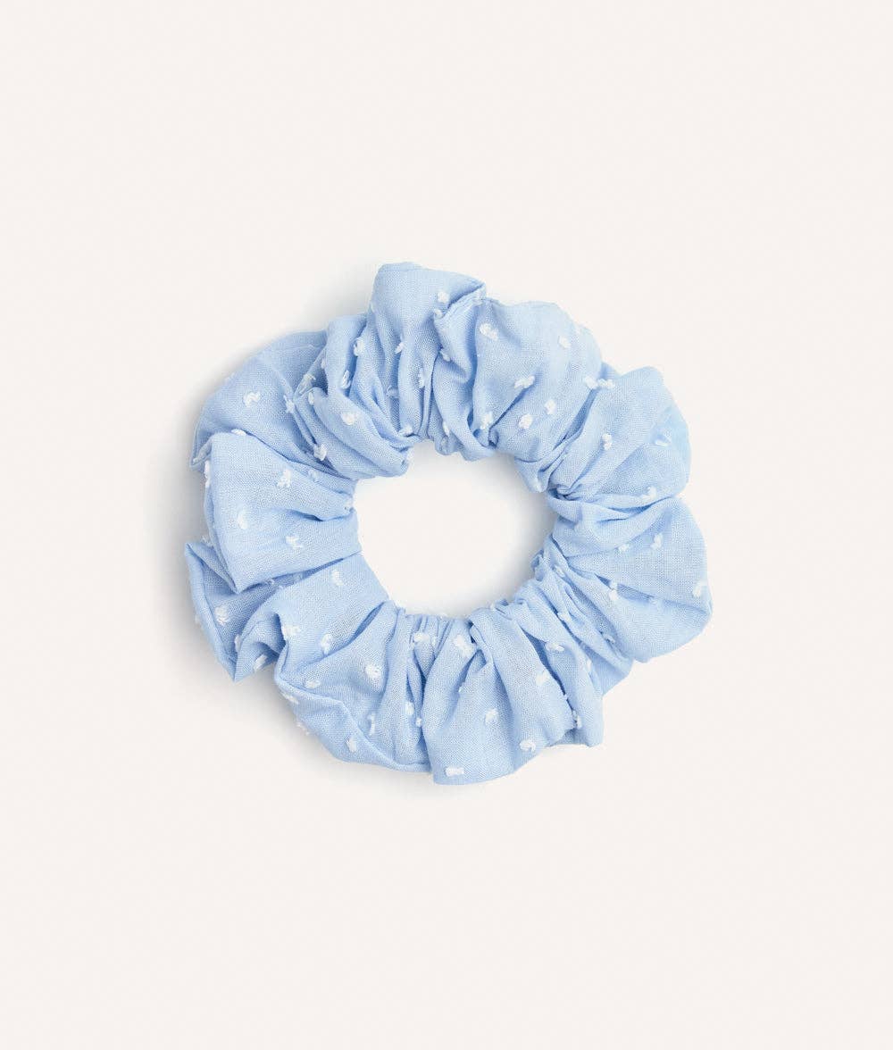Chouchou Scrunchie motif plumetis bleu, Noa
