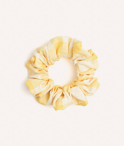 Chouchou scrunchie motif vichy jaune, Noa