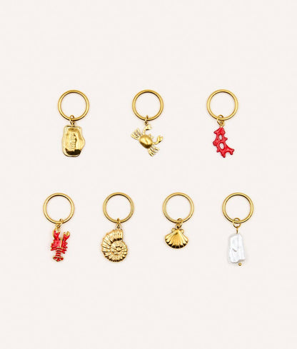 Pack de 7 charms Chien corail, Sira